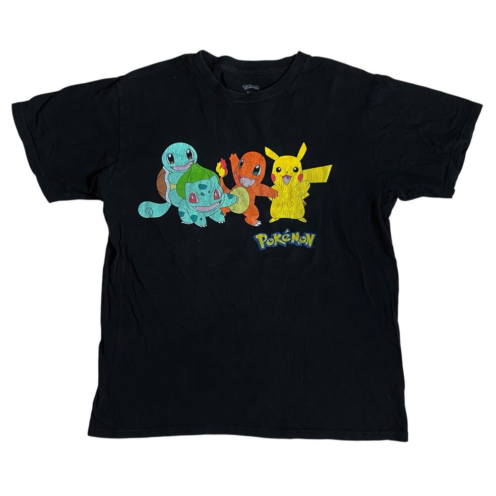 Pokemon T-shirt Medium Black Pikachu Squirtle Bulbasaur Charmander